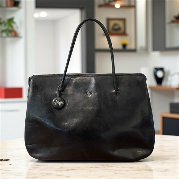 Monsac Black Leather Satchel – Vintage Classic Handbag - Picture 1 of 8
